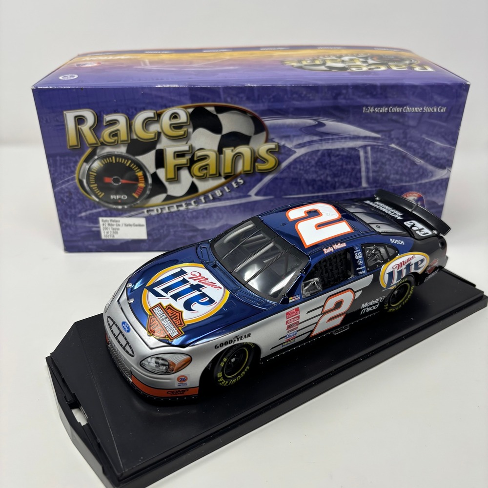 Rusty Wallace #2 2001 Miller Lite Harley-Davidson 1:24 Ford Taurus w COA